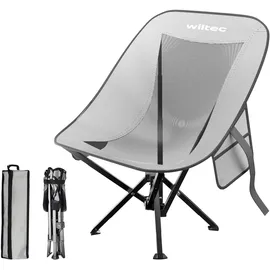 Wiltec Campingstuhl faltbar Grau/Schwarz
