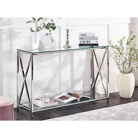 Beliani Audet Konsolentisch 120 x 40 x 76 cm Silber/Transparent