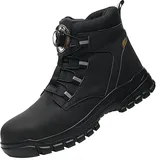 Sicherheitsschuhe Herren Leichte Arbeitsschuhe Winter Stahlkappenschuhe Wasserdicht Sicherheitsstiefel Warm Gefüttert Sicherheits-Schnür-Stiefel rutschfeste Shoes mit Drehknopf und Stahlkappe - 47 EU