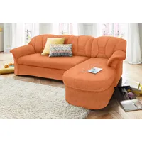 DOMO collection Ecksofa »Elva, zeitlose Formensprache, elegante Rückensteppung, L-Form«, wahlweise mit Bettfunktion und Federkern orange