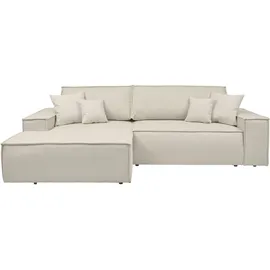 Andas Ecksofa Finnley Schlafsofa 267 cm Bouclé, Struktur fein u. Cord, L-Form,«, Schlaffunktion m. Bettkasten (136/210 cm), Struktur und Cord, beige (creme), (12759739-0)