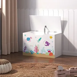 [en.casa] Spielzeugkiste Oleiros 40 x 60 x 30 cm 1-tlg. weiß/mehrfarbig