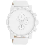 Oozoo XXL Herrenuhr C11310 Chronolook Weiss Lederband 48 mm