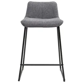miliboo Barhocker grauer Stoff mit Samteffekt und Metall H65 cm (2er-Set) BOOST