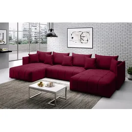 furmeb24 ASPEN U Ecksofa mit Schlaffunktion Bettzeugablage 346x188cm, U Form, - rot