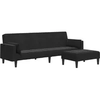 VidaXL Schlafsofa 2-Sitzer mit Fußhocker Schwarz Samt - Schwarz