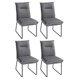 G + K Polsterstühle 4er Set DOSSO, Grau - Schwarz - Webstoff - Metall - mit Steppung - 4er Set