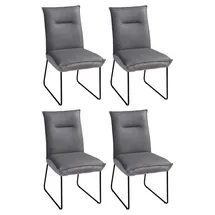 G + K Polsterstühle 4er Set DOSSO, Grau - Schwarz - Webstoff - Metall - mit Steppung - 4er Set