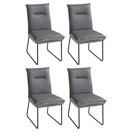 G + K Polsterstühle 4er Set DOSSO, Grau - Schwarz - Webstoff - Metall - mit Steppung - 4er Set