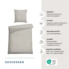 SCHIESSER Rin Kariert Grau 135 x 200 cm + 80 x 80 cm