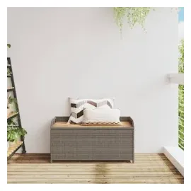 vidaXL Bank mit Stauraum Grau 100x50x52 cm Poly Rattan Akazienholz