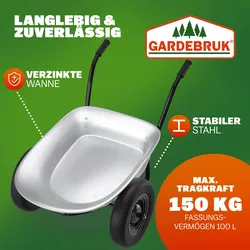 Gardebruk Schubkarre 2 Rad 150kg 100L Stahlfelge 2 Luftreifen