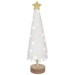 Tannenbäumchen Textil weiß 39 cm Höhe Batterie