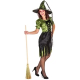 dressforfun Hexen-Kostüm Frauenkostüm sexy Witch, Glamour-Satin-Optik grün M | M