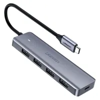 UGREEN Hub Adapter 4-in-1 USB-C auf 4× USB 3.2 Gen 1 mit Power Delivery, grau CM219 70336)