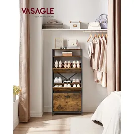 VASAGLE Schuhregal 30 x 130 x 60 cm vintage braun
