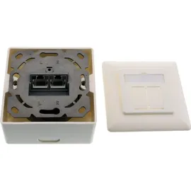 InLine Cat.6A Anschlussdose AP/UP 2x RJ45 Buchse RAL9010 weiß waagrecht