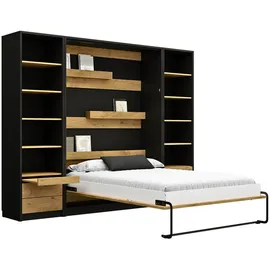 QMM TraumMöbel Schrankbett 140 x 200 cm Braun/Schwarz