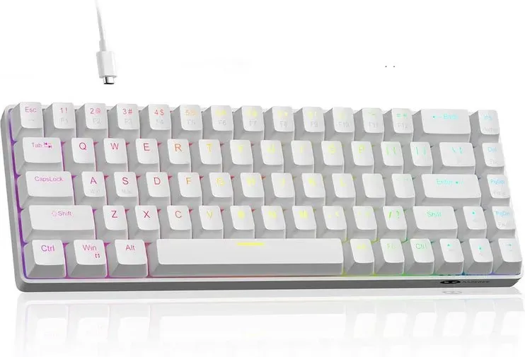 MageGee Rapid Trigger Gaming-Tastatur im 60%-Layout, Hall-Effekt-Magnet-Schalter, schaltbarer Auslösepunkt, hot-swap-fähig, RGB-Hintergrundbeleuchtung, kabelgebundene Tastatur mit Pfeiltasten, für Windows/PC/Mac, Weiß