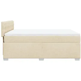 vidaXL Boxspringbett mit Matratze Creme 160x200 cm Stoff - Creme