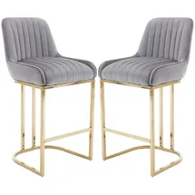 WAHSON OFFICE CHAIRS Barhocker 2er Set rund grau