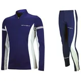 Airtracks Winter Laufset Thermo Laufhose Lang Trainingshose Tight - Thermo Laufshirt Langarm Sweatshirt Langarmshirt - blau - M - Damen - M