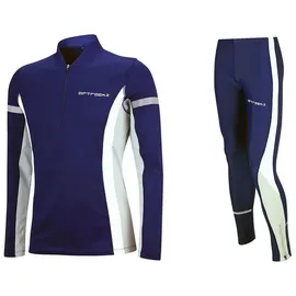 Airtracks Winter Laufset Thermo Laufhose Lang Trainingshose Tight - Thermo Laufshirt Langarm Sweatshirt Langarmshirt - blau - M - Damen - M
