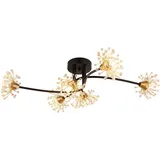 GLOBO Deckenlampe Wohnzimmerleuchte Kristallleuchte Blumen gold schwarz 6-Flammig G9