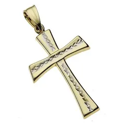 Kreuz-Anhänger FIRETTI "Schmuck Geschenk Gold 333 Halsschmuck Anhänger für Halskette Kreuz", gold (gelbgoldfarben, weißgoldfarben), Schmuckanhänger, Damen, Gelbgold 333, 1,02 g