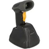 DeLock 2,4 GHz Barcode Scanner 1D und 2D mit Ladestation - Mehrsprachig (2D-Barcodes, 1D-Barcodes, Barcode-Scanner, Schwarz