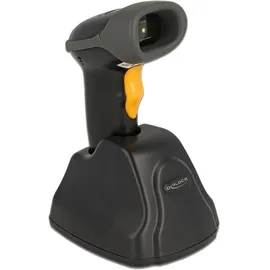 DeLock 2,4 GHz Barcode Scanner 1D und 2D mit Ladestation - Mehrsprachig (2D-Barcodes, 1D-Barcodes, Barcode-Scanner, Schwarz