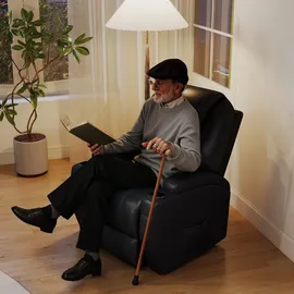 Homcom Relaxsessel, mit Liegefunktion, TV-Sessel mit Becherhalter, Seitentasche und Fernbedienung, Kunstleder,