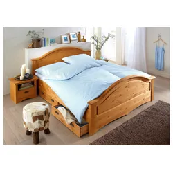Massivholzbett HOME AFFAIRE "Konrad, hohe Belastbarkeit FSC zertifiziertes Massivholz", beige (natur), B:140cm L:200cm, Betten, aus massivem Kiefernholz, FSC-zertifiziert, INKLUSIVE Rollrost