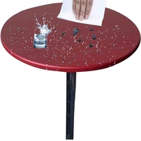 Tischdecke Rund Elastische, Gartentischdecke Outdoor Tischdecke, Wasserdicht Rutschfestem Runden Tischdecken, Wachstuchtischdecke mit Gummizug (60cm Durchmesser,Rot)