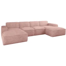 kaiser möbel Ecksofa U-Form Siena mit Stoff Velo ROSA - Rosa