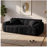 COMHOMA Sofa 2 Sitzer, 180 x 86 x 40 cm Bodensofa, Couch mit Rückenlehne, Kissen und Armlehne, Modernes Stoffsofa für Wohnzimmer, Wohnung, Büro, Keine Montage, schwarz