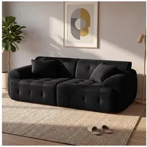 COMHOMA Sofa 2 Sitzer, 180 x 86 x 40 cm Bodensofa, Couch mit Rückenlehne, Kissen und Armlehne, Modernes Stoffsofa für Wohnzimmer, Wohnung, Büro, Keine Montage, schwarz