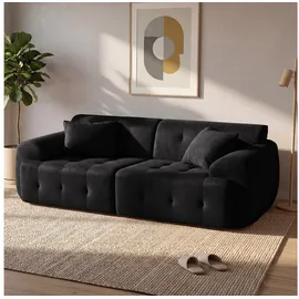 COMHOMA Sofa 2 Sitzer, 180 x 86 x 40 cm Bodensofa, Couch mit Rückenlehne, Kissen und Armlehne, Modernes Stoffsofa für Wohnzimmer, Wohnung, Büro, Keine Montage, schwarz