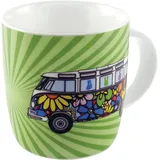 BRISA VW Collection - Volkswagen Große Keramik Kaffee-Tee-Cappuccino-Tasse-Becher-Haferl im T1 Bulli Bus Design (Love Bus/Grün)