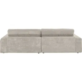 Candy Ecksofa 3C CANDY "Stripes Mega-Sofa, bequem und komfortabel, L-Form", grau (hellgrau), B:296cm H:83cm T:205cm, 88% Polyester, 12% Polyacryl, Sofas, Ecksofa, Lose Rückenkissen, mit feiner Quersteppung, Cord-Bezug