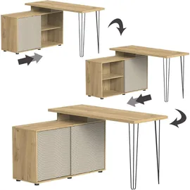 Vicco Notivo Büroschrank 135 x 55 x 77 cm Cashmere/Weiß