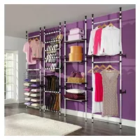 furnicato Teleskopregal Teleskopischer Kleiderständer 70 x 28,5 x 250-300 cm Silber/Schwarz silberfarben
