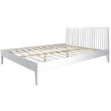 Homestyle4u 1844, Holzbett 140x 200 Weiß, Bett mit Lattenrost, Kiefer Massivholz