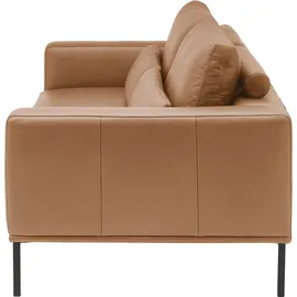 Musterring 3-Sitzer MUSTERRING "JustBPM100, 242 cm breit, aus hochwertigem Leder", cognac, B:242cm H:88cm T:107cm, 100% Leder, Sofas, XL-Sofa, wahlweise mit Nierenkissen und mot. Sitzauszug, Fuß schwarz