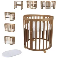 Waldin Babybett OWAL Kinderbett 7in1 mit Matratze, mitwachsendes Kinder-Bett