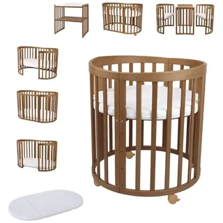 Waldin Babybett OWAL Kinderbett 7in1 mit Matratze, mitwachsendes Kinder-Bett