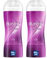 Durex Gel De Massage Lubrifiant Douceur À Base D'Eau - 2 en 1 Aux Extraits d'Aloe Vera 200ml Gel(S) 2x200 ml