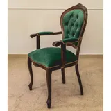 Casa Padrino Luxus Barock Esszimmer Stuhl mit Armlehnen Grün / Dunkelbraun H. 105 cm - Barock Möbel