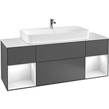 Villeroy & Boch Finion Waschtischunterschrank F212HFPD 160cm, Abdeckplatte black matt, Regale Gold matt lacquer, Black matt lacquer