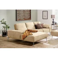 W.SCHILLIG Ecksofa run, Designsofa mit tollem Sitzkomfort, L-Form, mit elegantem Holzsockel, Füße in Chrom glänzend, Breite 279 cm braun